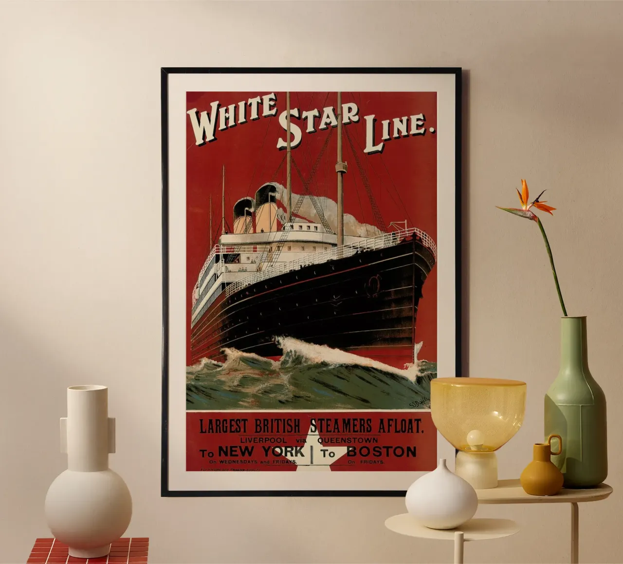 Donelly - Poster Advertising Routes to New York and Boston poster con telaio in alluminio da ARTOTHEK