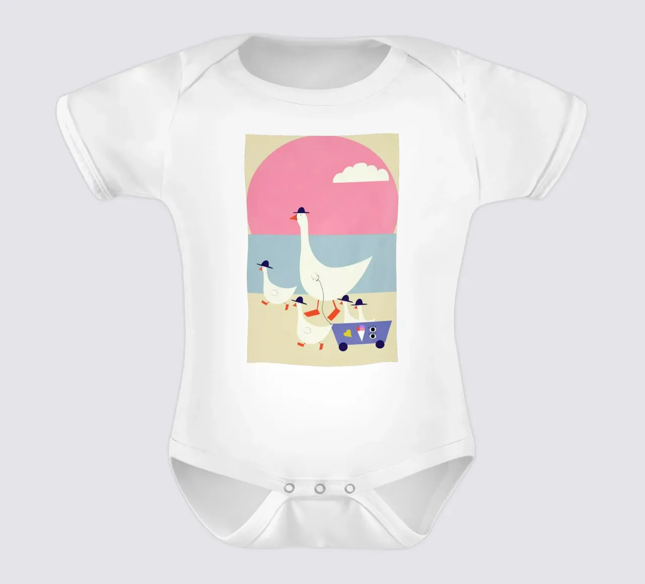 Geese on Vacation body neonato maniche corte da Little Flourishes