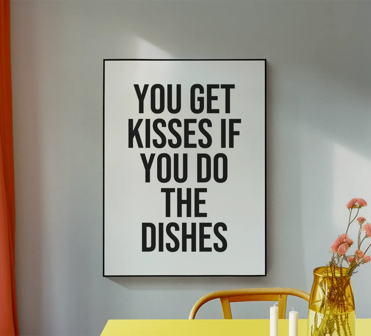 You get kisses if you do the dishes quote acrylic glass by Paigaam Studio