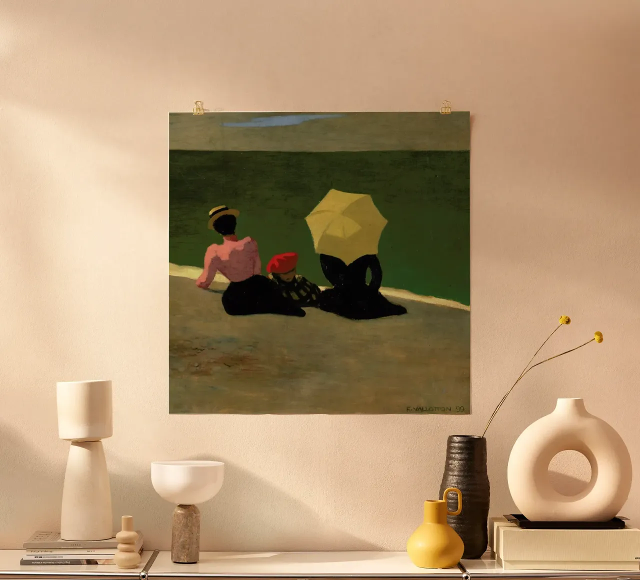 Vallotton - On the Beach poster con telaio in legno da ARTOTHEK