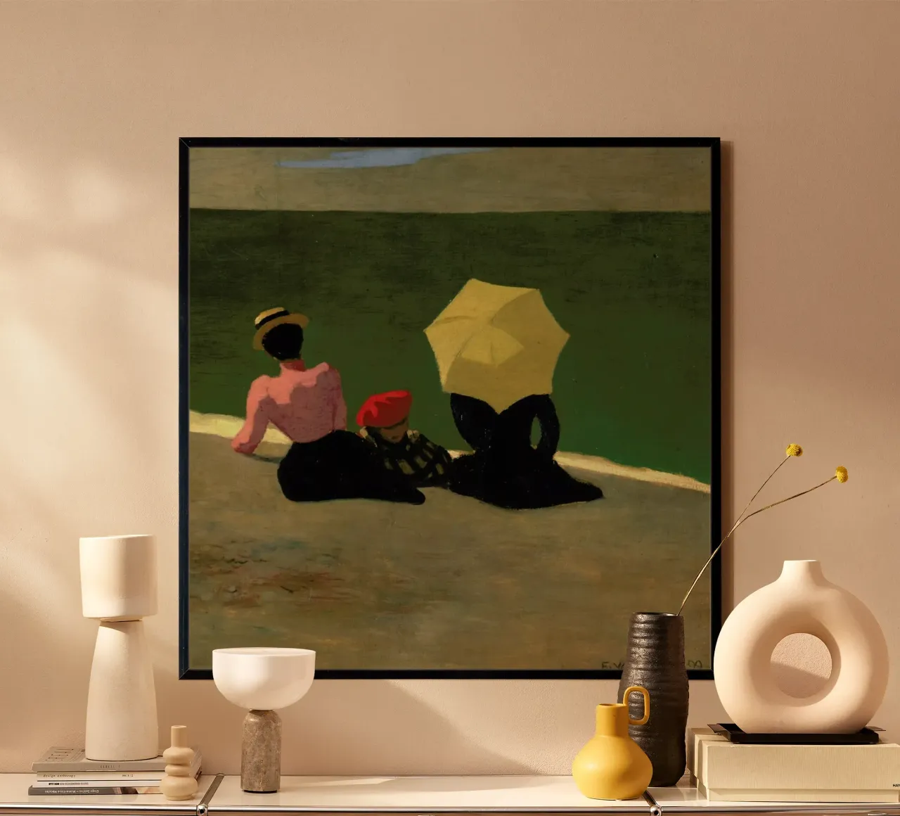 Vallotton - On the Beach poster con telaio in legno da ARTOTHEK