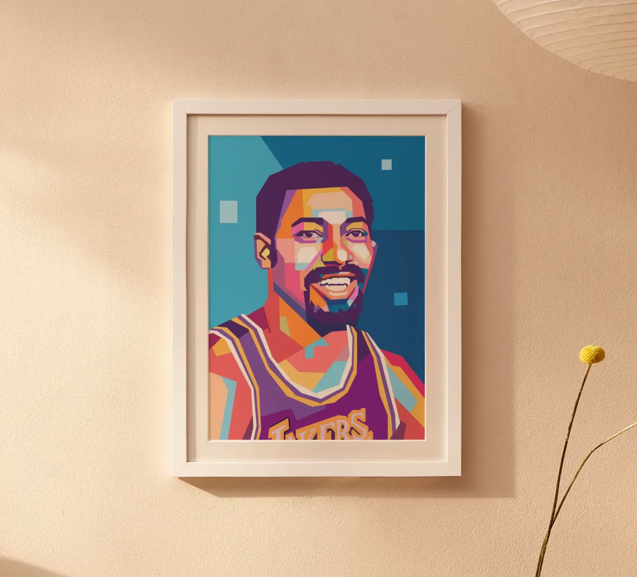 Wilt Chamberlain leggenda del basket poster con telaio in legno da Hantamrata