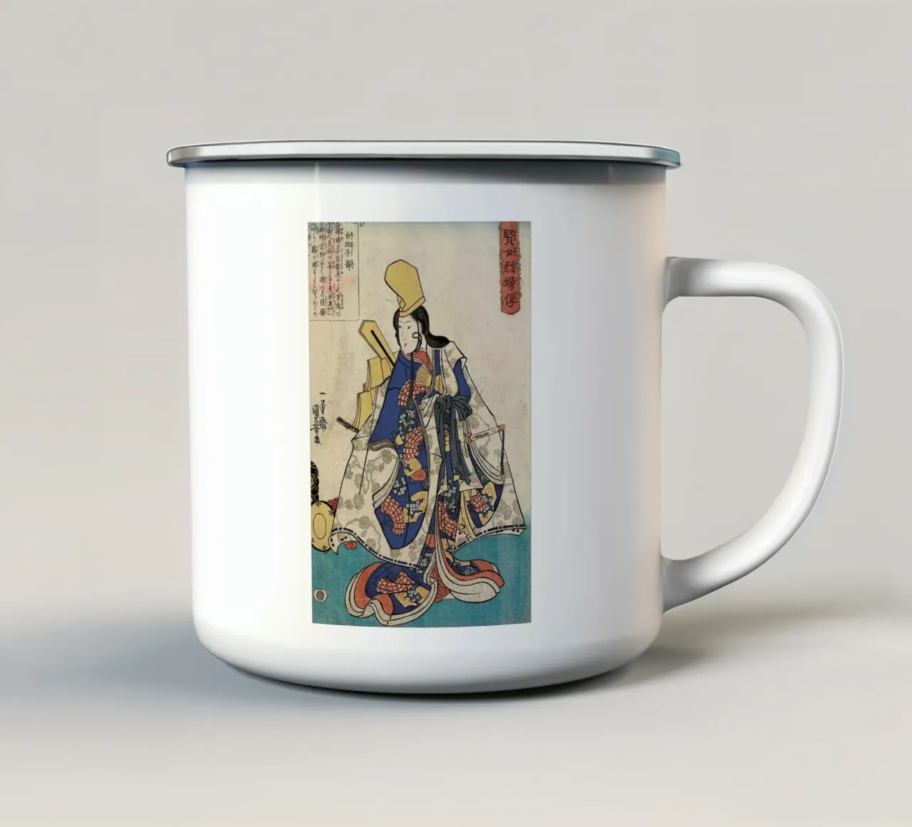 Kuniyoshi - Shirabyoshi Dancer Shizuka tazza in smalto da ARTOTHEK