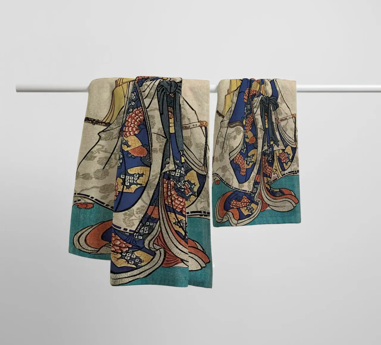 Kuniyoshi - Shirabyoshi Dancer Shizuka asciugamano da bagno da ARTOTHEK