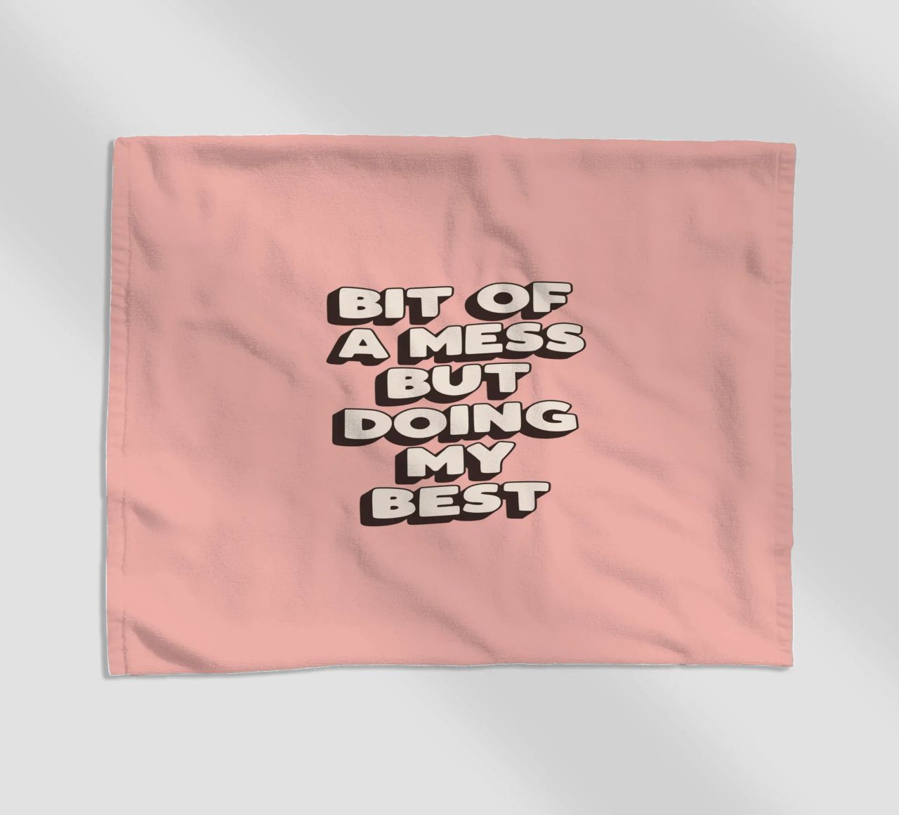 Bit of a Mess But Doing my Best Typography Print Peach Pink beach towel by THE MOTIVATED TYPE