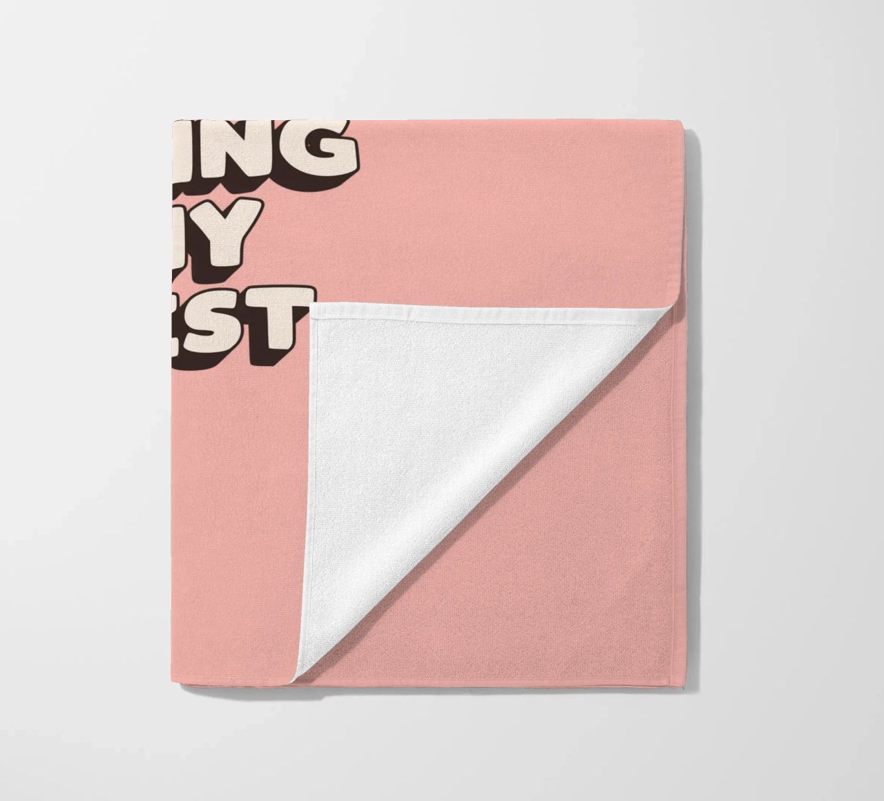 Bit of a Mess But Doing my Best Typography Print Peach Pink beach towel by THE MOTIVATED TYPE