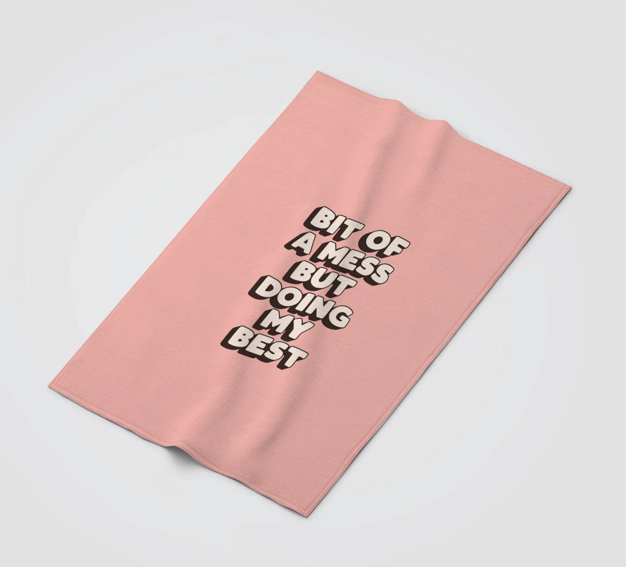 Bit of a Mess But Doing my Best Typography Print Peach Pink fleece blanket by THE MOTIVATED TYPE