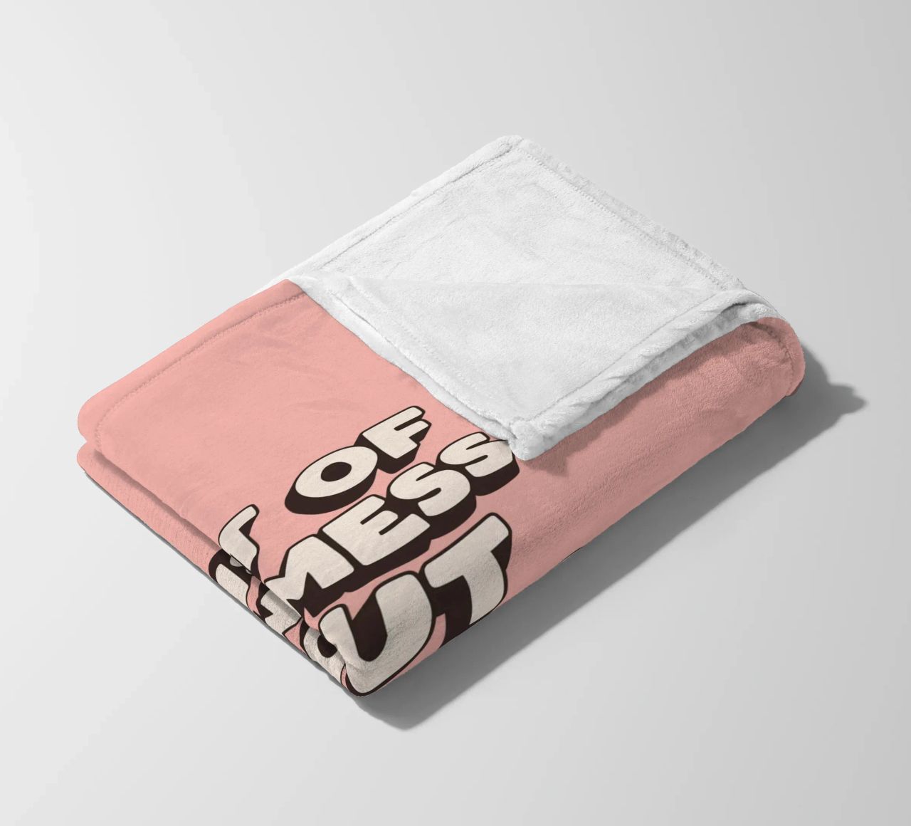 Bit of a Mess But Doing my Best Typography Print Peach Pink fleece blanket by THE MOTIVATED TYPE