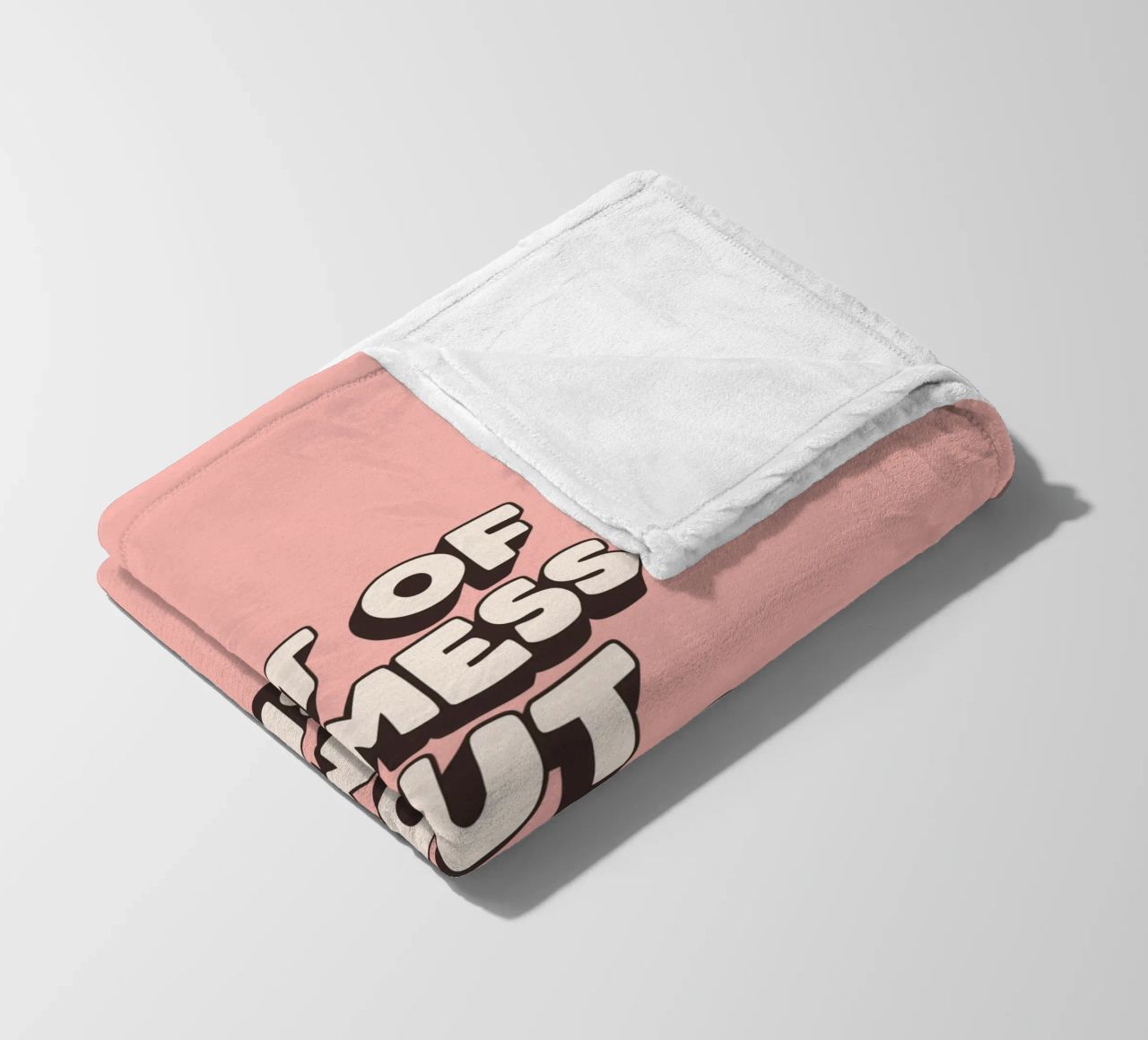 Bit of a Mess But Doing my Best Typography Print Peach Pink fleece blanket by THE MOTIVATED TYPE