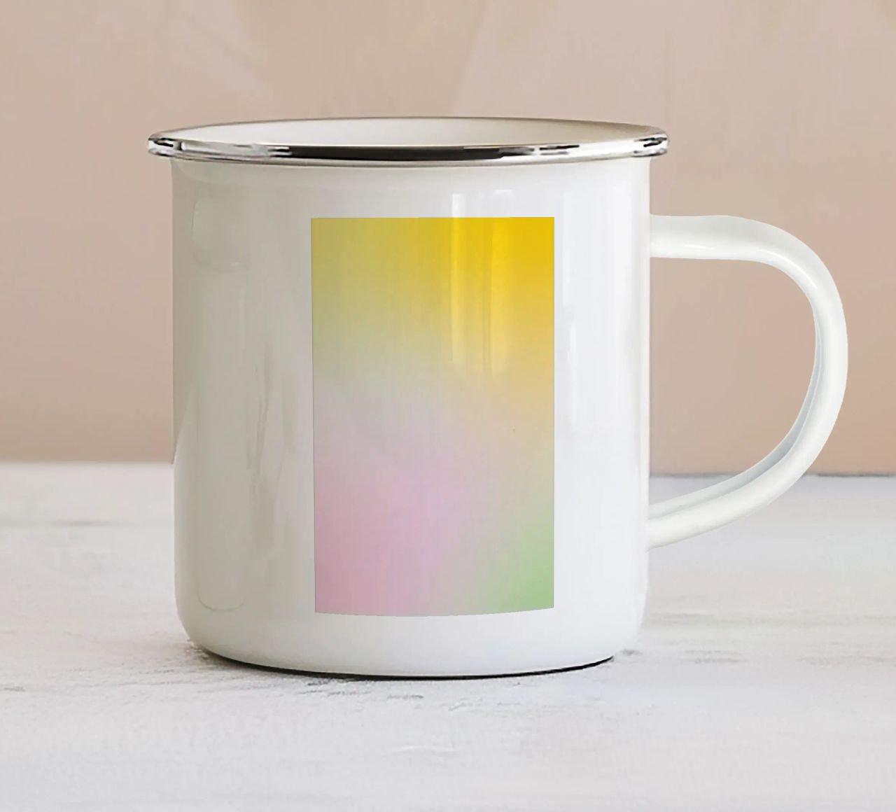 Zachte lentebloem met kleurverloop emaille mok van Katja Stehle Design