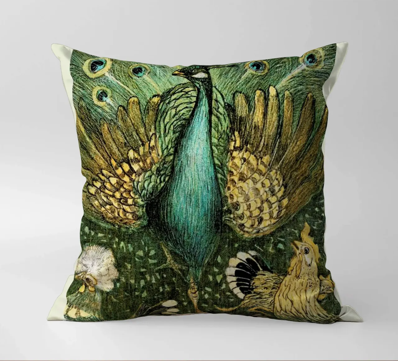 Van Hoytema - Pauw Met Kippen cuscino da Vintage by JUNIQE