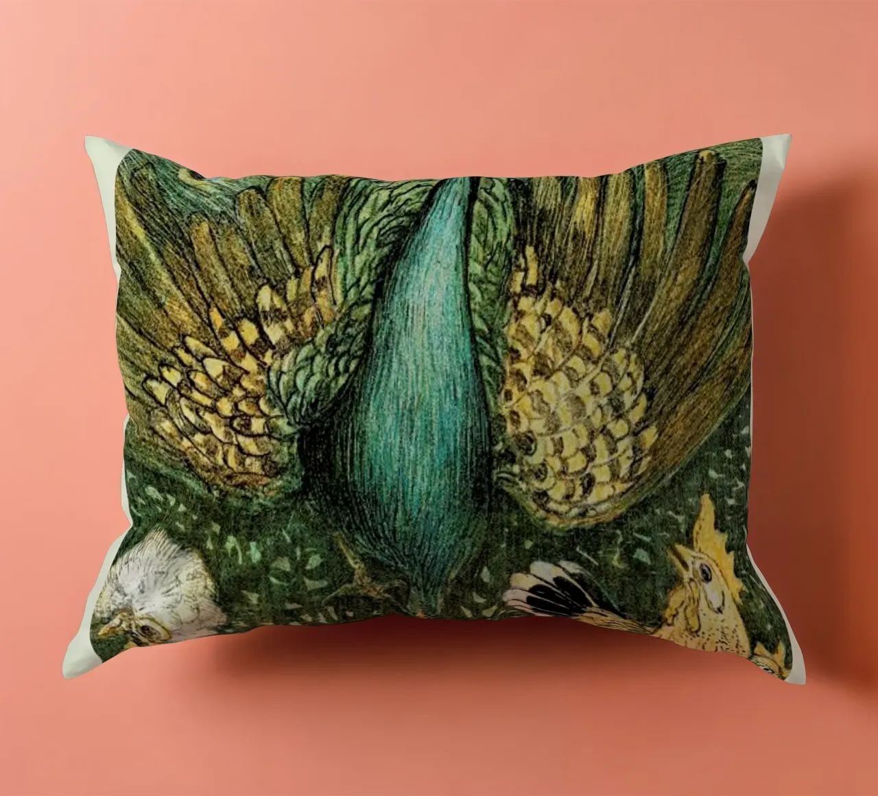 Van Hoytema - Pauw Met Kippen cuscino da Vintage by JUNIQE