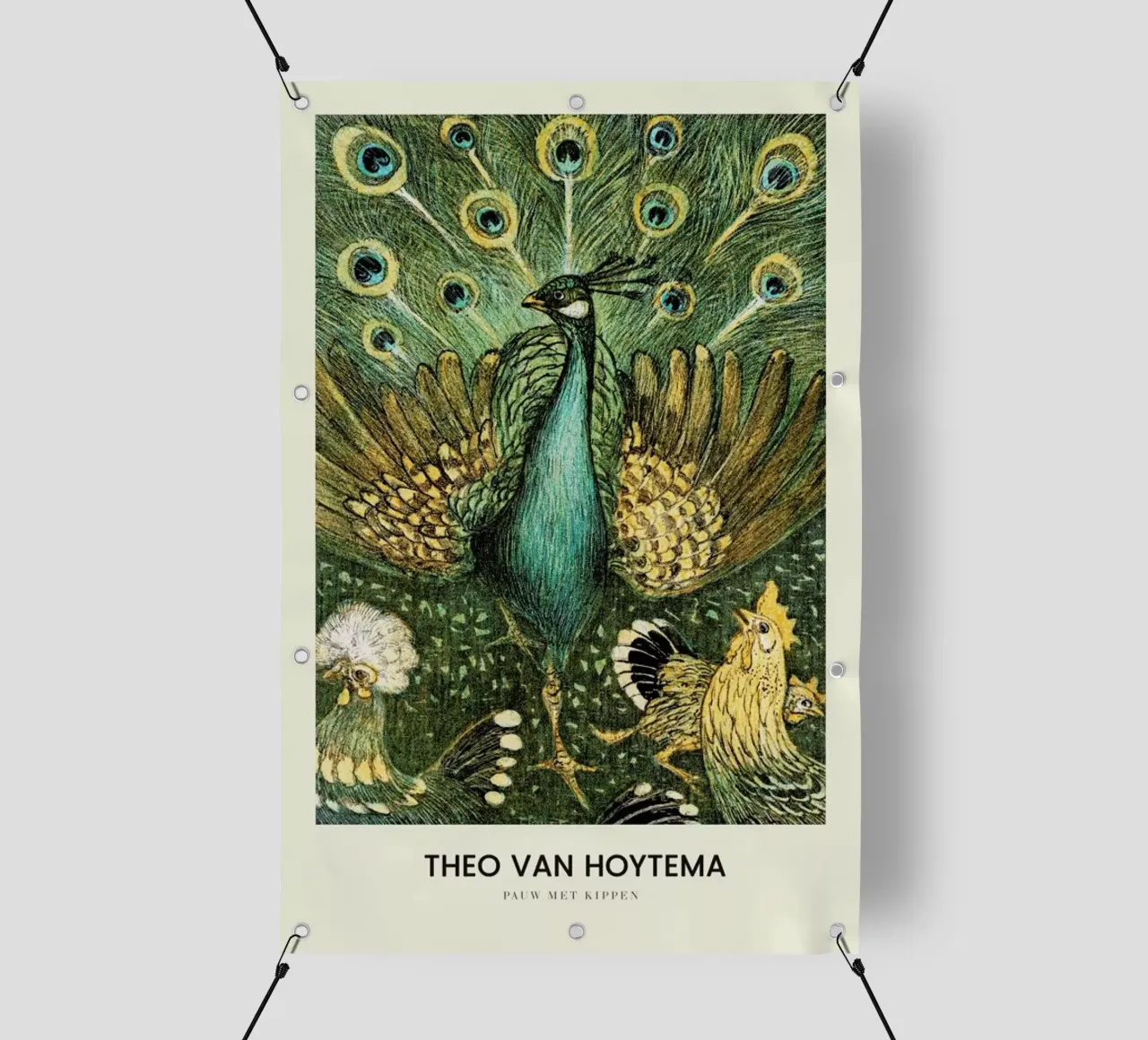 Van Hoytema - Pauw Met Kippen telo in pvc da Vintage by JUNIQE