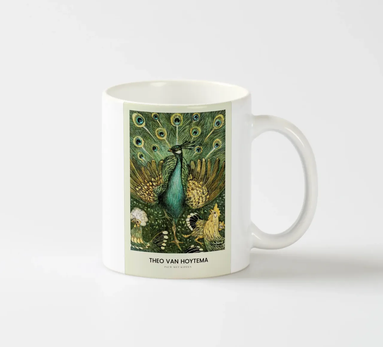 Van Hoytema - Pauw Met Kippen tazza in ceramica da Vintage by JUNIQE