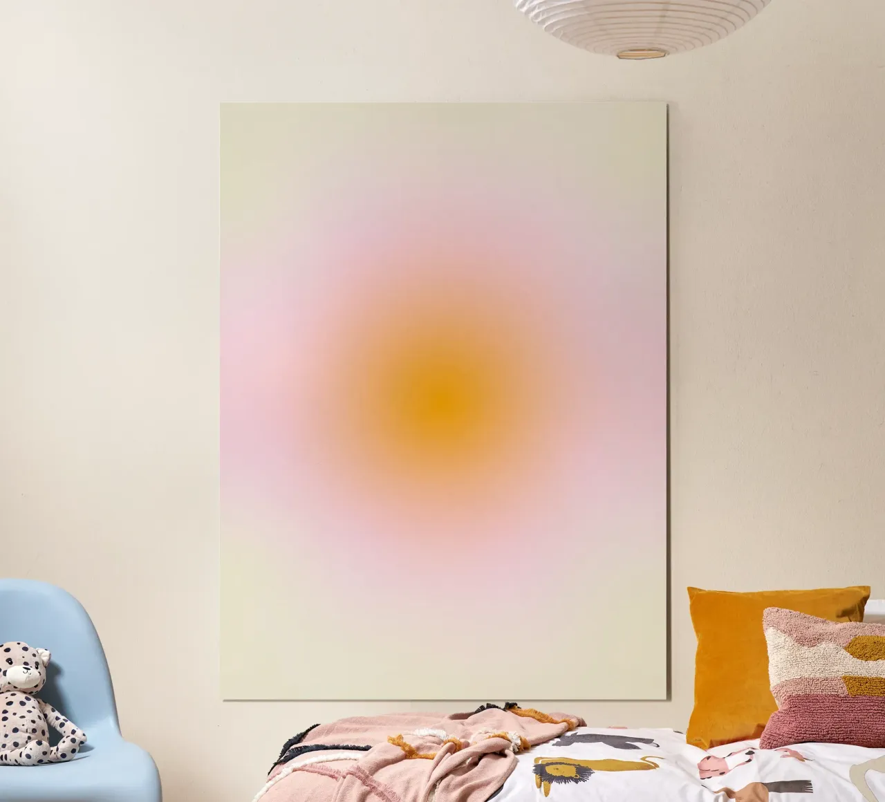 Morbido fiore sfumato rosa arancio beige poster con telaio in plastica da Katja Stehle Design