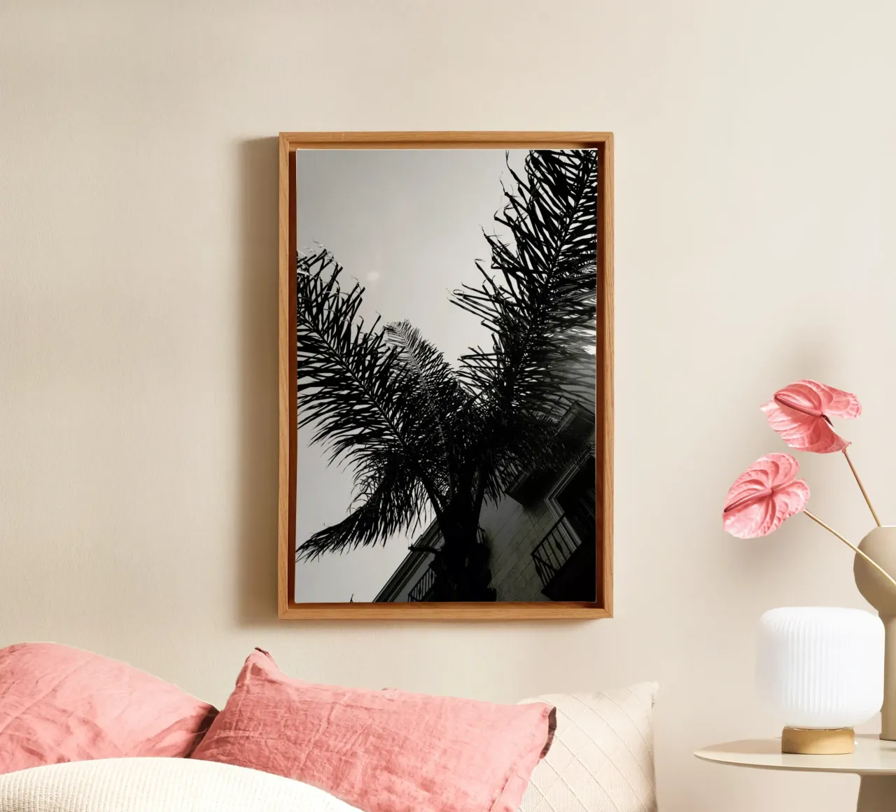 Palms — Barcelone Streets tela con Cornice a cassetta da Sebastian Hilgetag