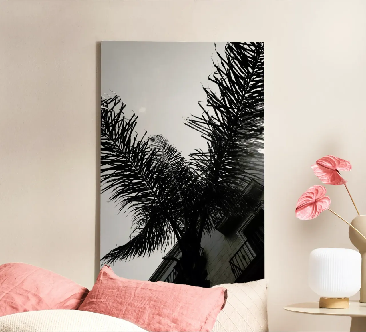 Palms — Barcelone Streets tela con Cornice a cassetta da Sebastian Hilgetag