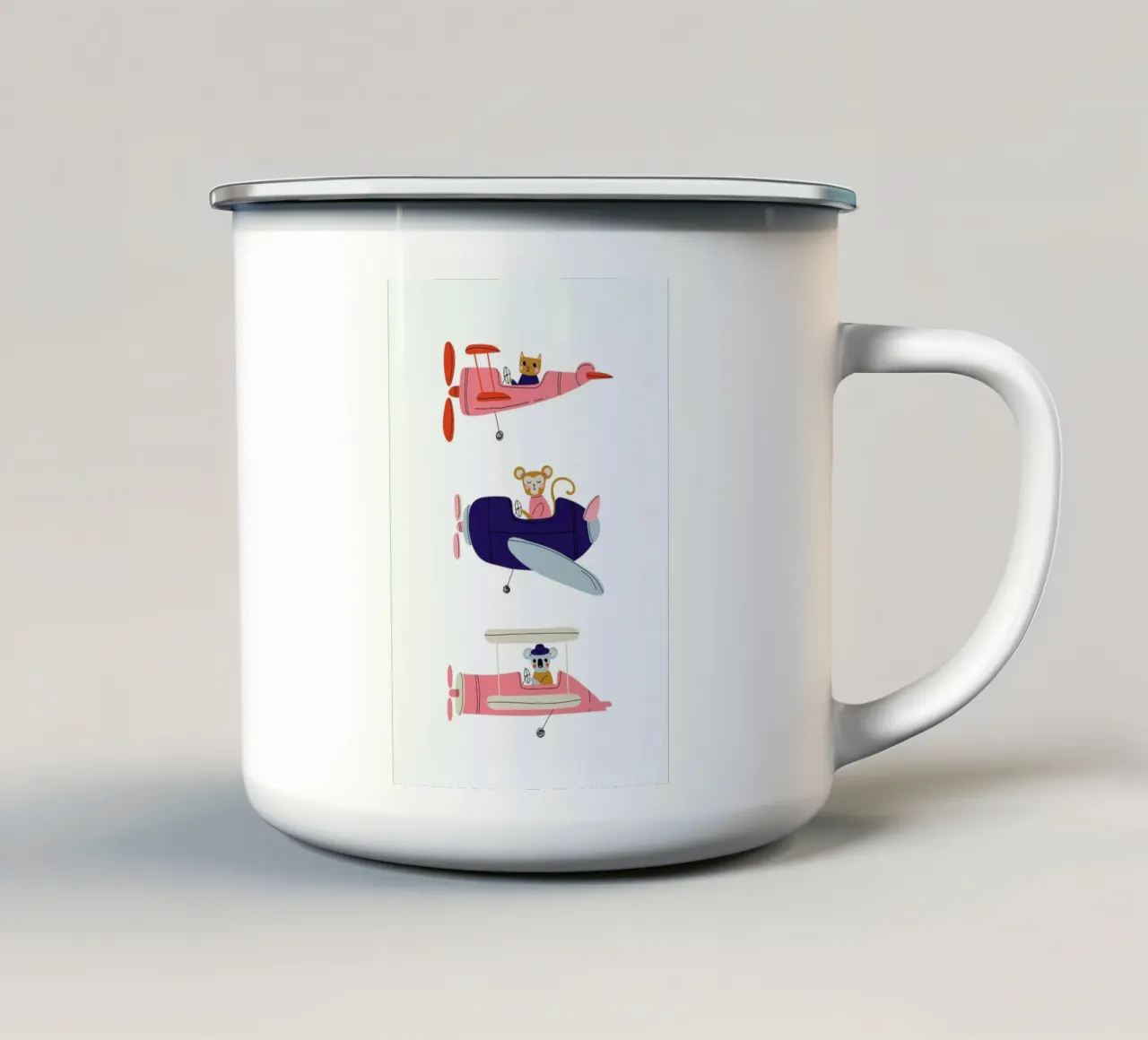 Aeroplane Race III tazza in smalto da Little Flourishes