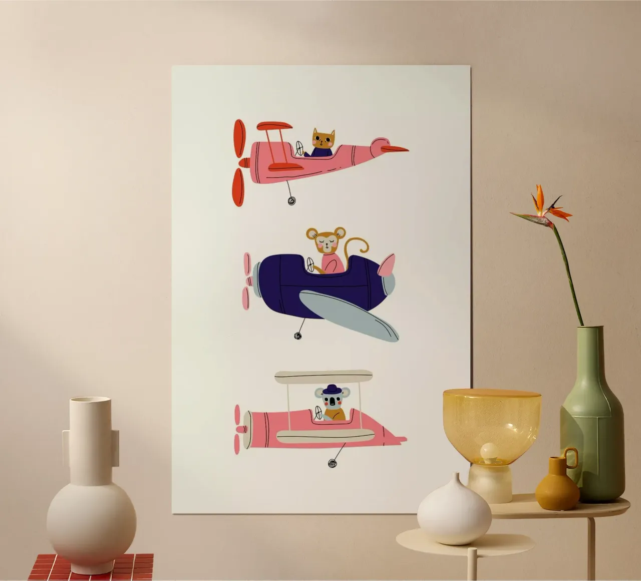 Aeroplane Race III poster con telaio in legno da Little Flourishes