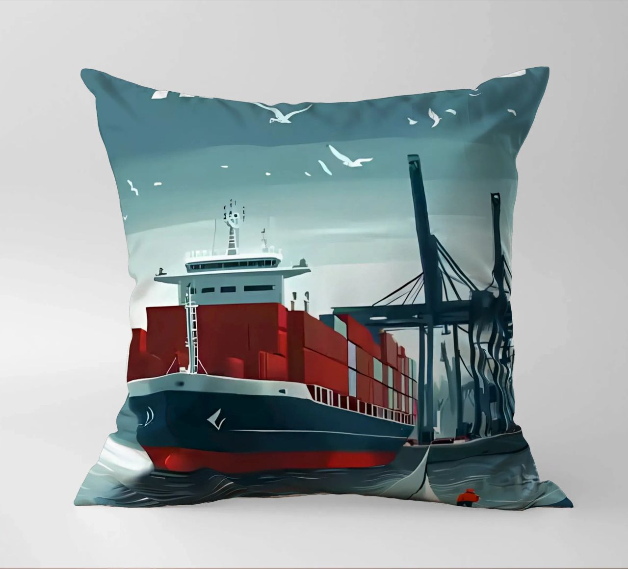 nave container gru portuali barca a vela cuscino da Matthew W Smith