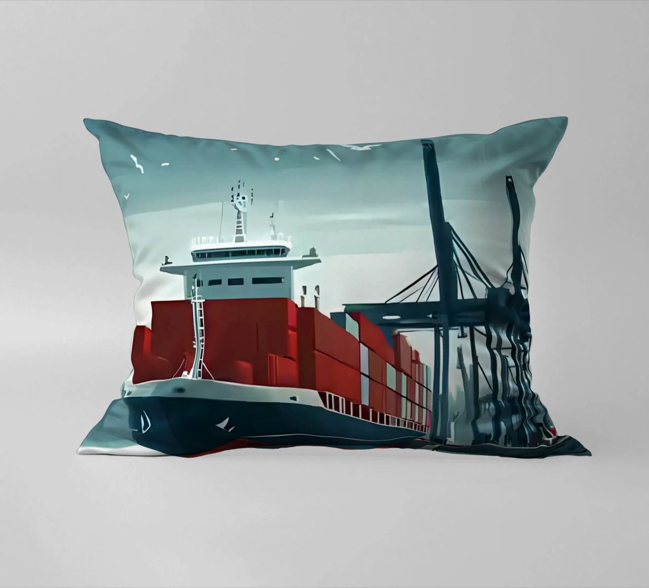 nave container gru portuali barca a vela cuscino da Matthew W Smith