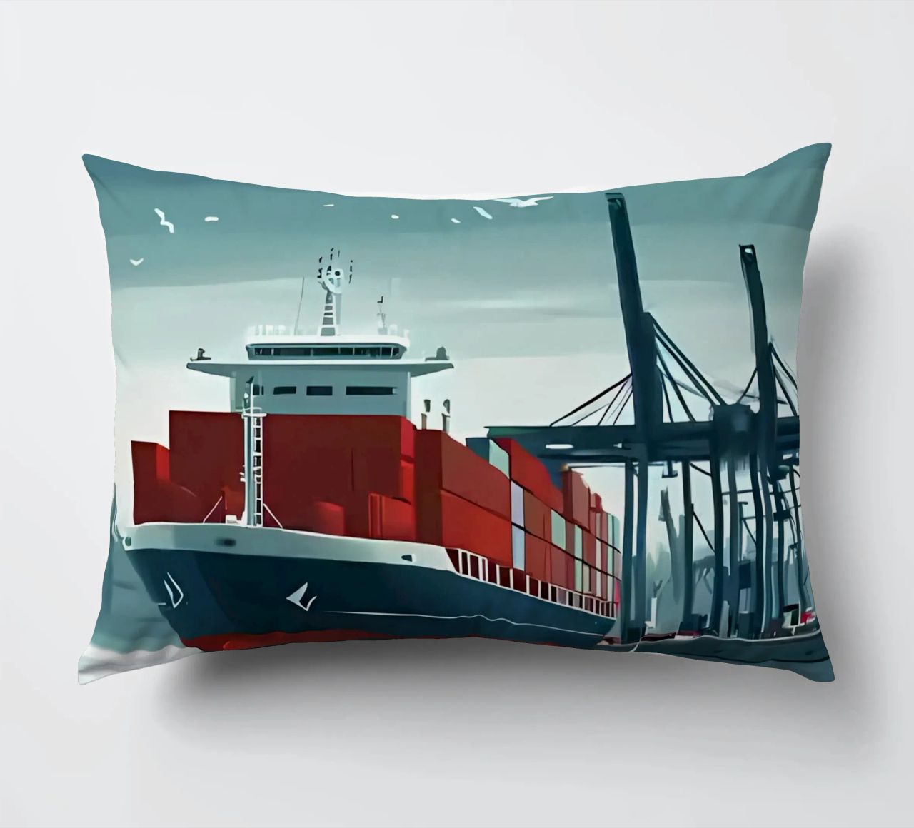 nave container gru portuali barca a vela cuscino da Matthew W Smith