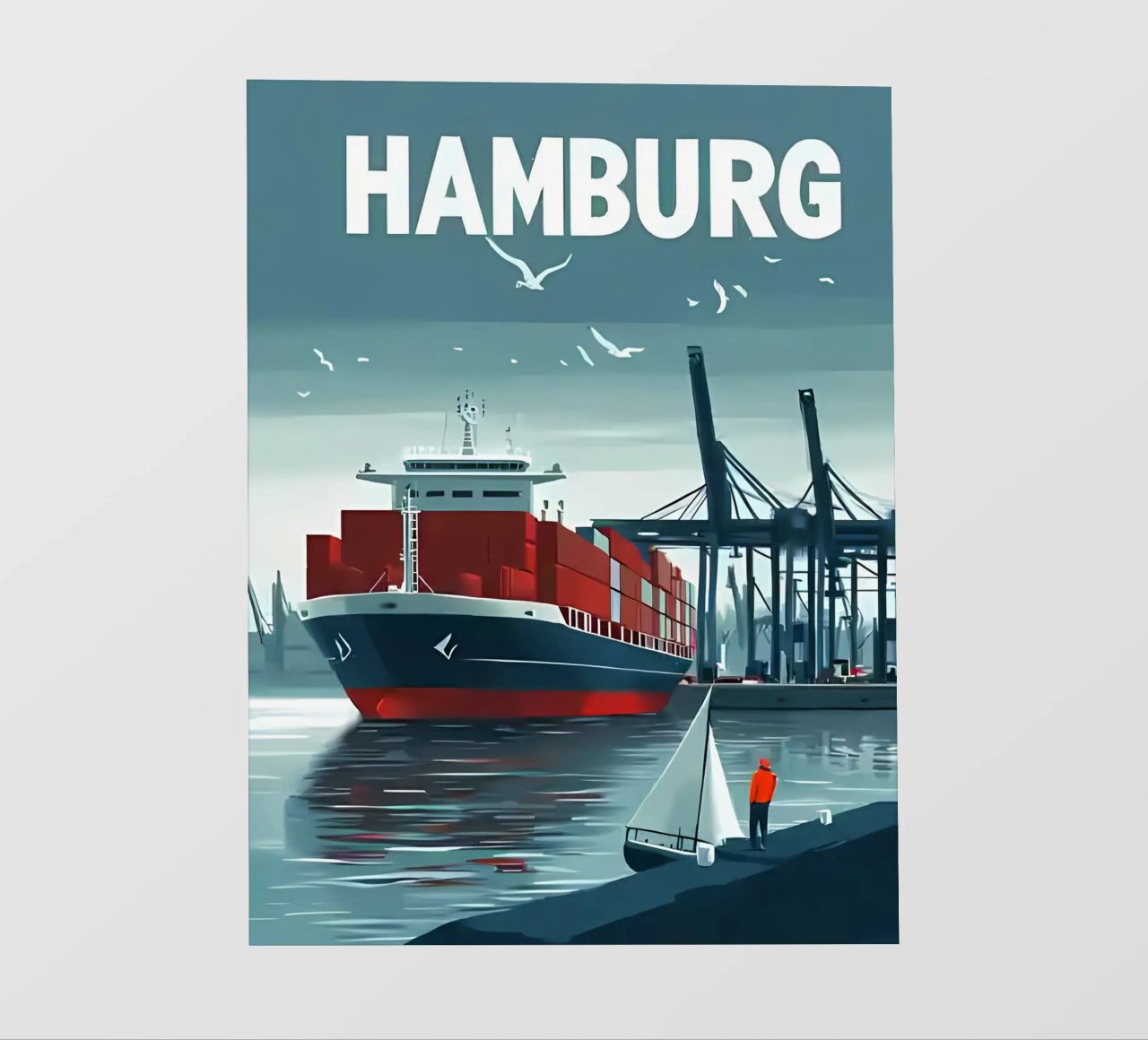 nave container gru portuali barca a vela pellicola backlit da Matthew W Smith