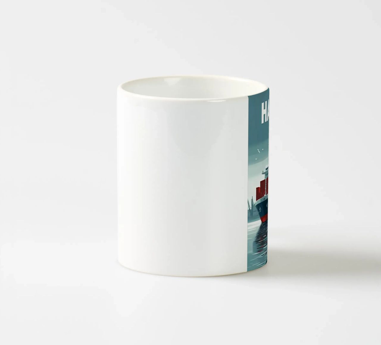 nave container gru portuali barca a vela tazza in ceramica da Matthew W Smith
