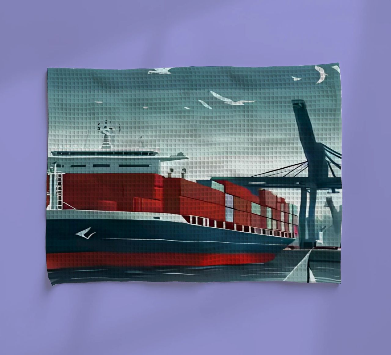 nave container gru portuali barca a vela canovaccio da cucina da Matthew W Smith