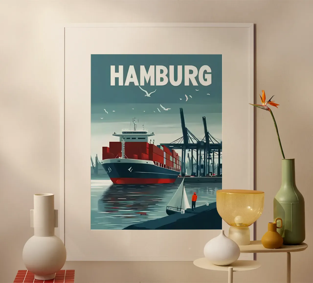 nave container gru portuali barca a vela carta hahnemühle da Matthew W Smith