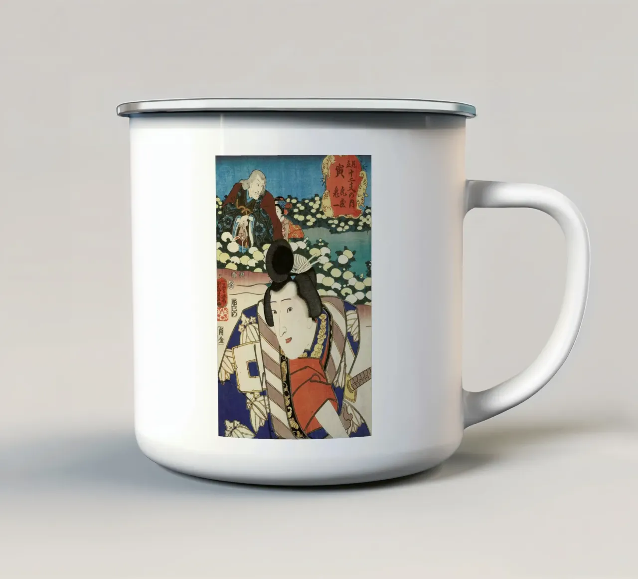 Kuniyoshi - The Sign of the Tiger: Torazo and Kiichi tazza in smalto da ARTOTHEK
