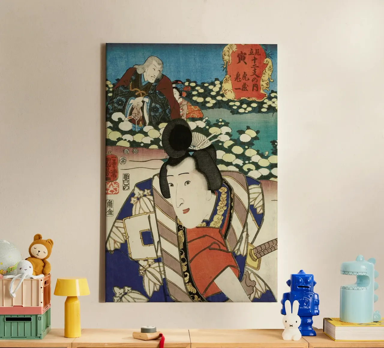 Kuniyoshi - The Sign of the Tiger: Torazo and Kiichi tela con Cornice a cassetta da ARTOTHEK