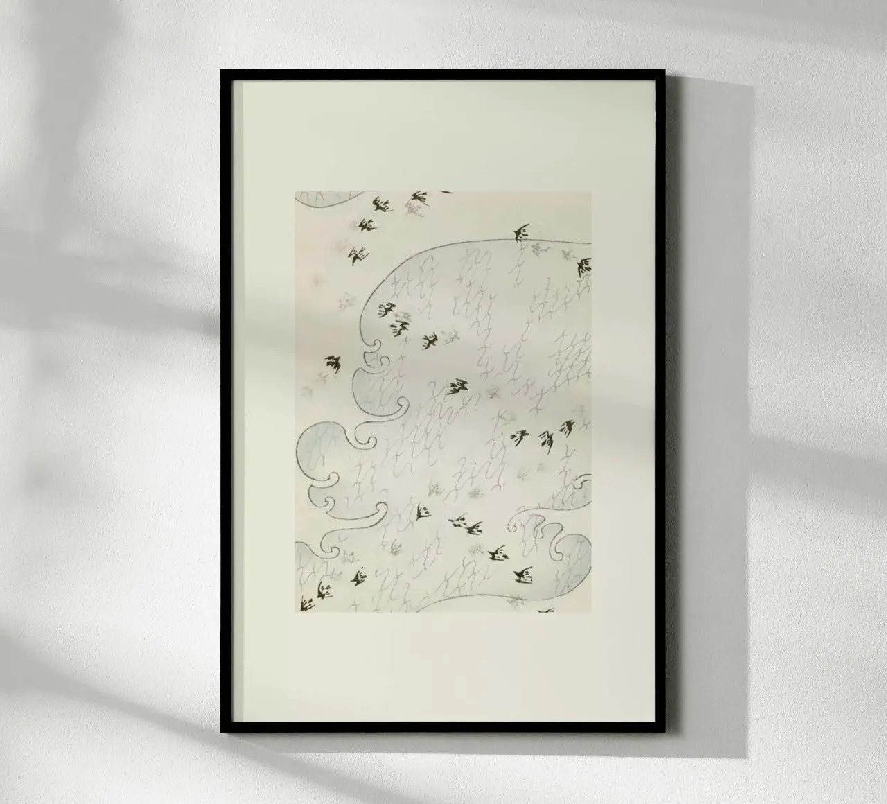 Shin-Bijutsukai - Flight Over Water poster con telaio in alluminio da Vintage by JUNIQE