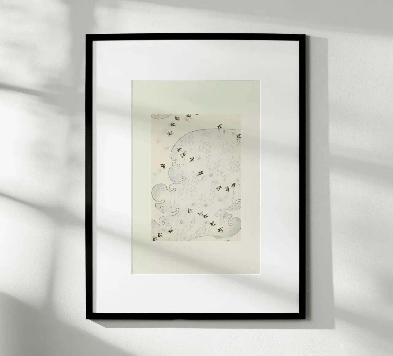 Shin-Bijutsukai - Flight Over Water poster con telaio in alluminio da Vintage by JUNIQE