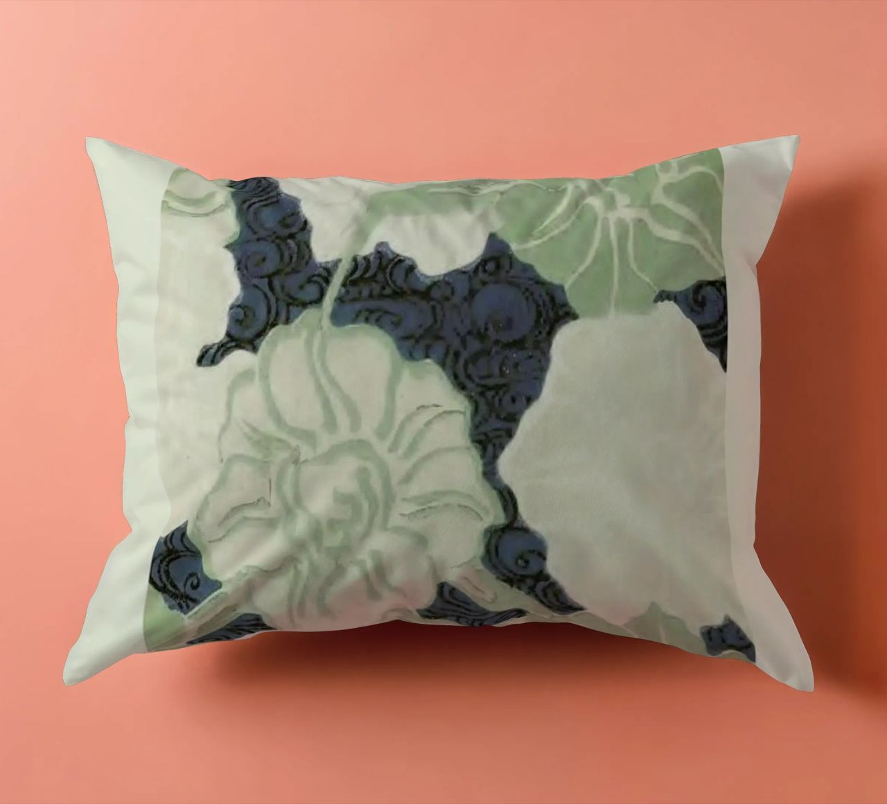 Shin-Bijutsukai - Green Florals decorative cushion by Vintage by JUNIQE