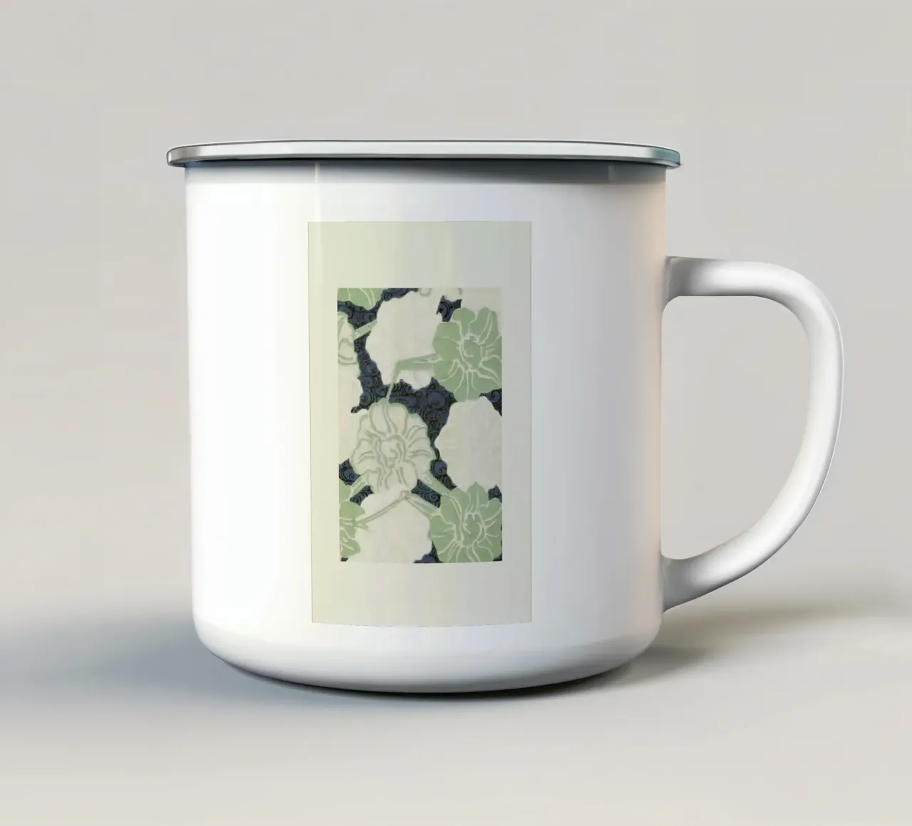 Shin-Bijutsukai - Green Florals tazza in smalto da Vintage by JUNIQE