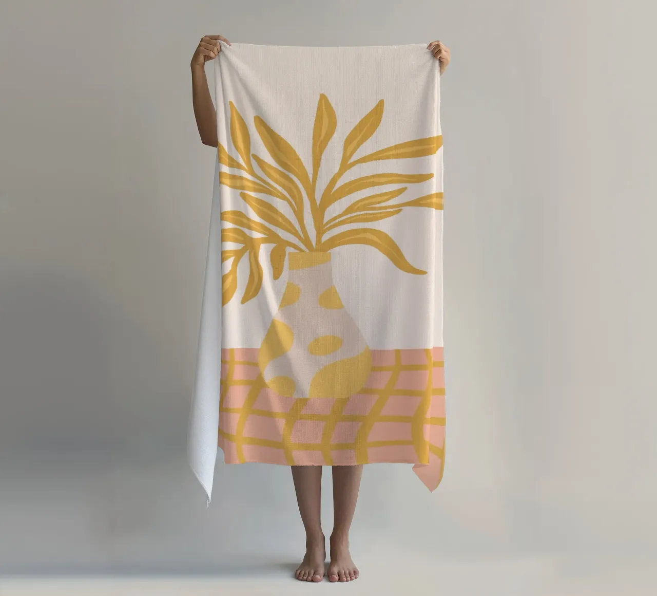 Bright floral vase beach towel by Wackapacka