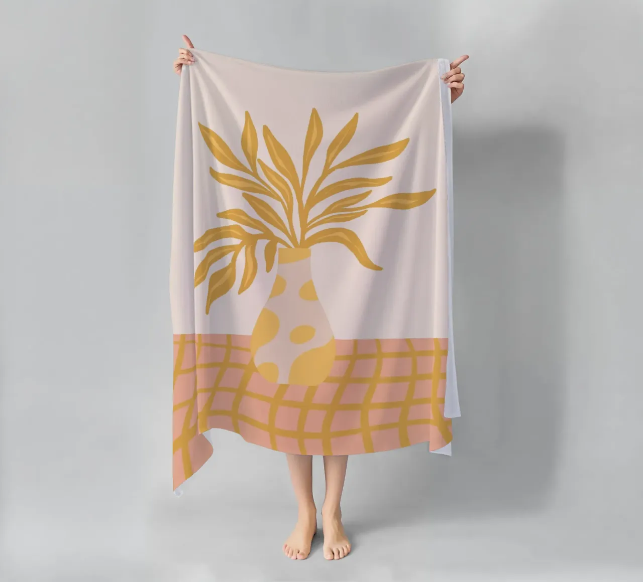 Bright floral vase beach towel by Wackapacka