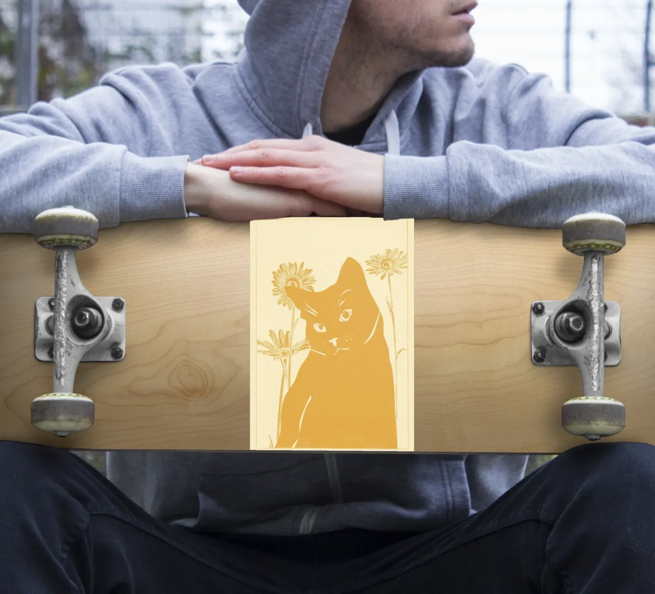 Chat jaune autocollant de ThingDesign
