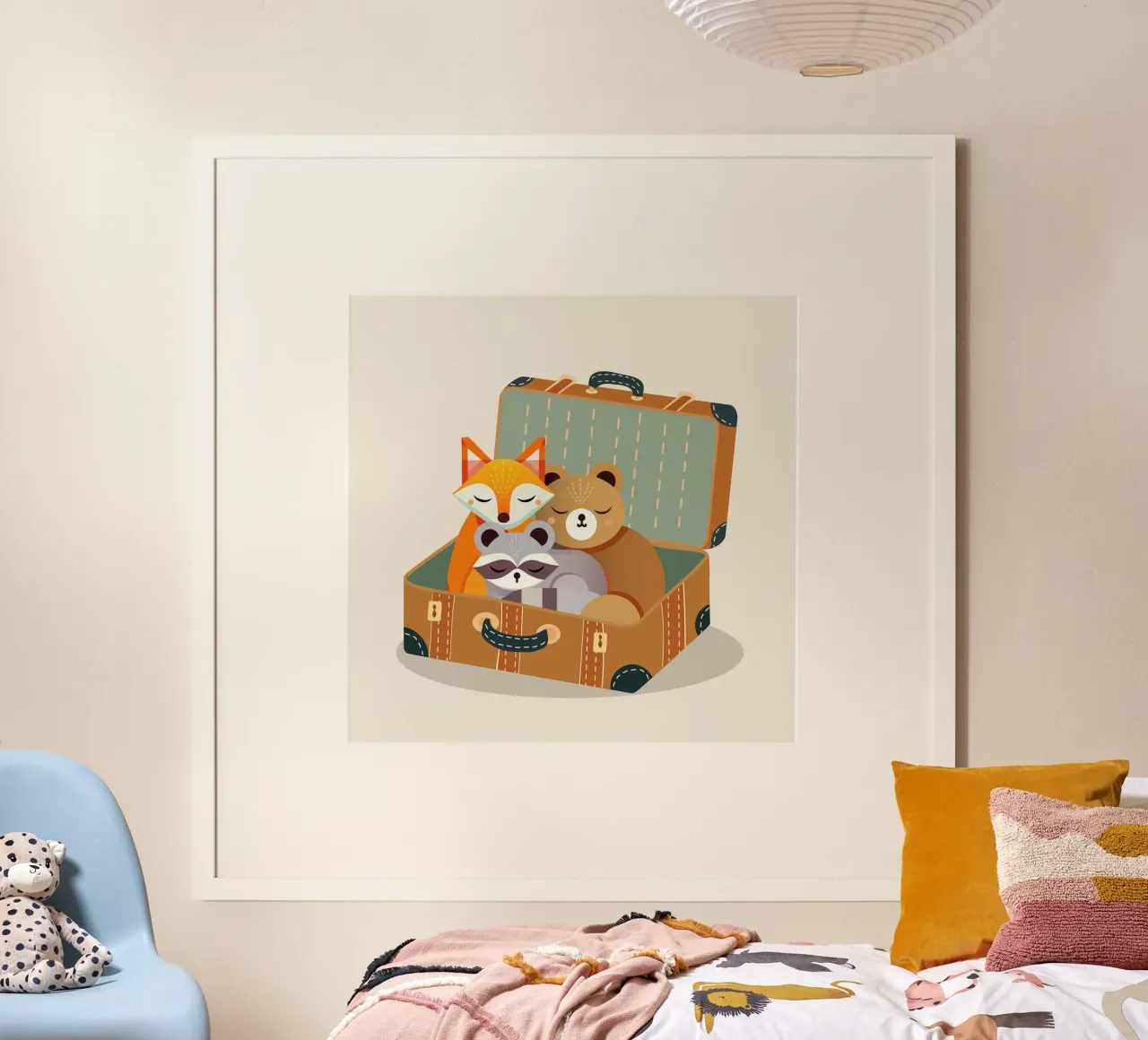 Amici animali in valigia: un'avventura accogliente per i cuori dei bambini poster da namosh