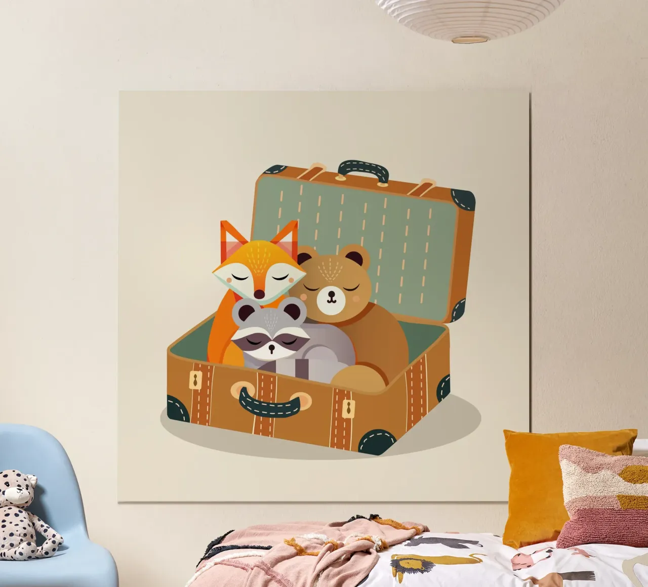Amici animali in valigia: un'avventura accogliente per i cuori dei bambini poster da namosh