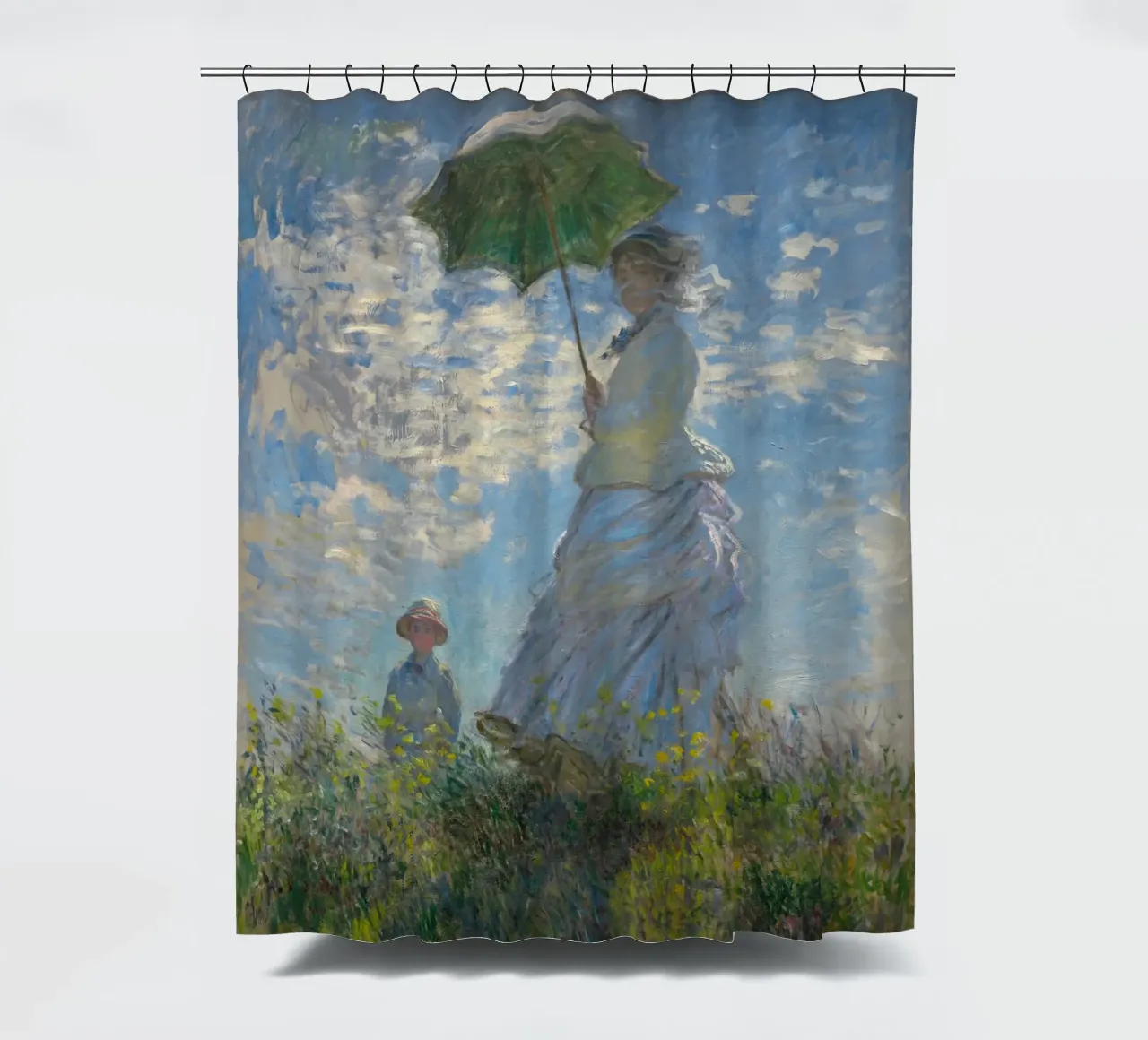 Claude Monet - Frau mit Sonnenschirm Duschvorhang von Wirla
