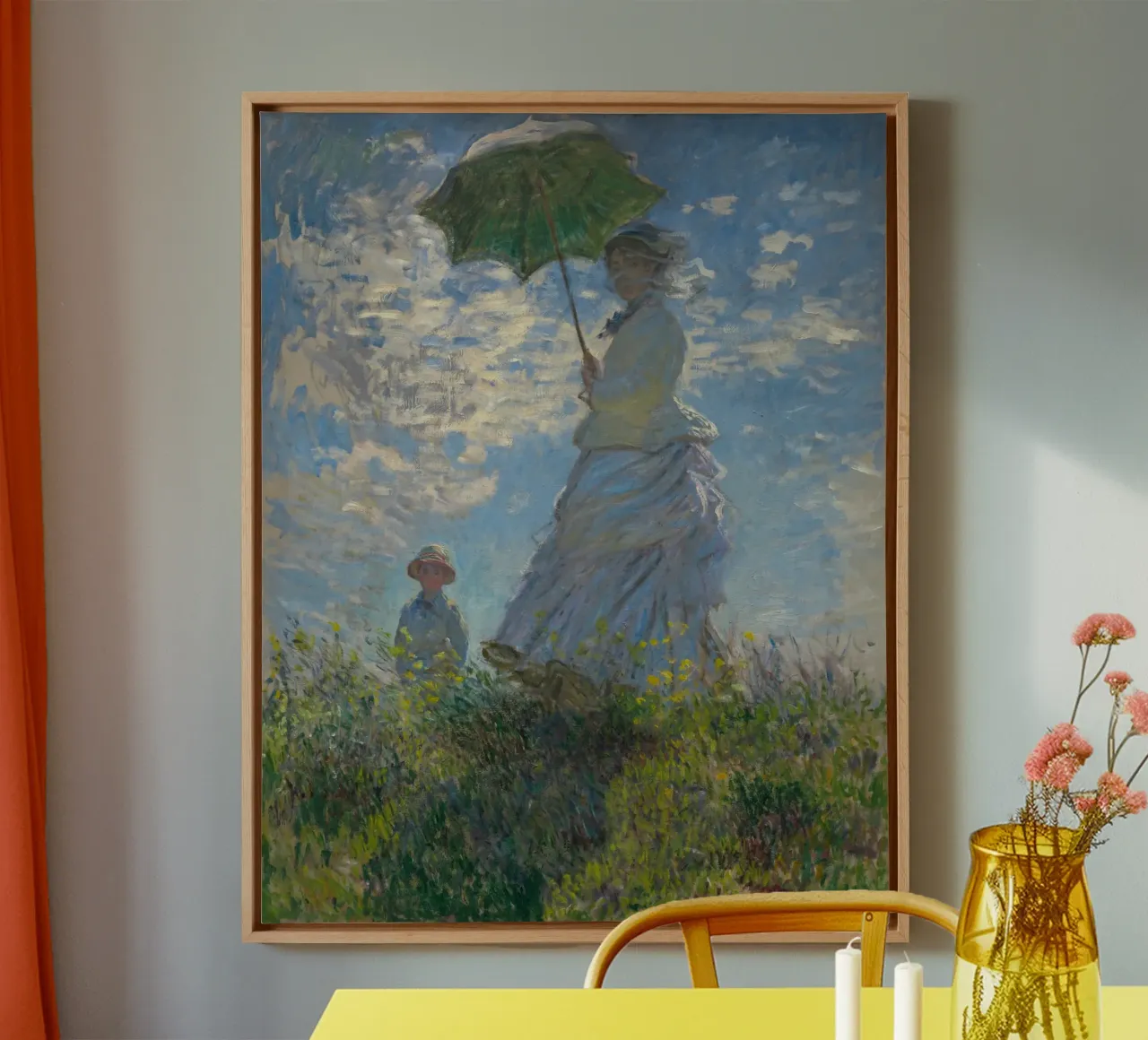 Claude Monet - Donna con ombrellone tela con Cornice a cassetta da Wirla