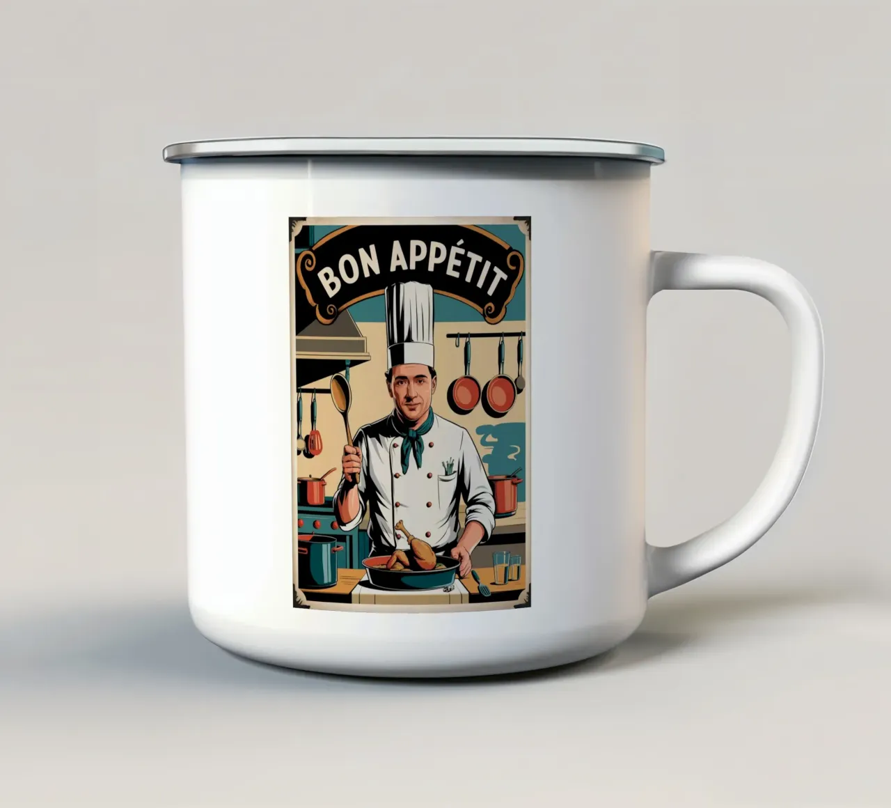 Bon Appetit tazza in smalto da Shark Printables
