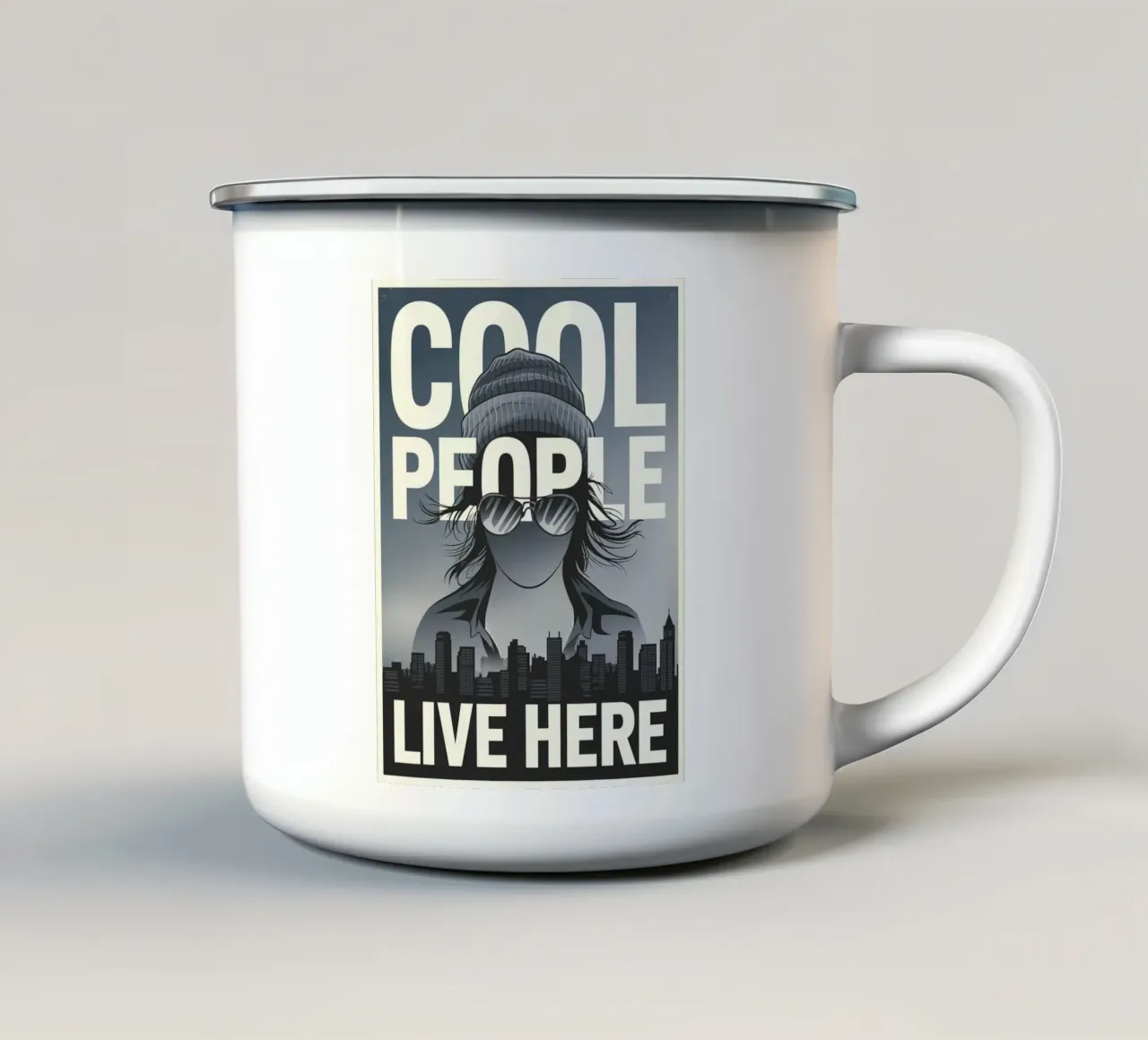 Qui vive gente in gamba tazza in smalto da Shark Printables