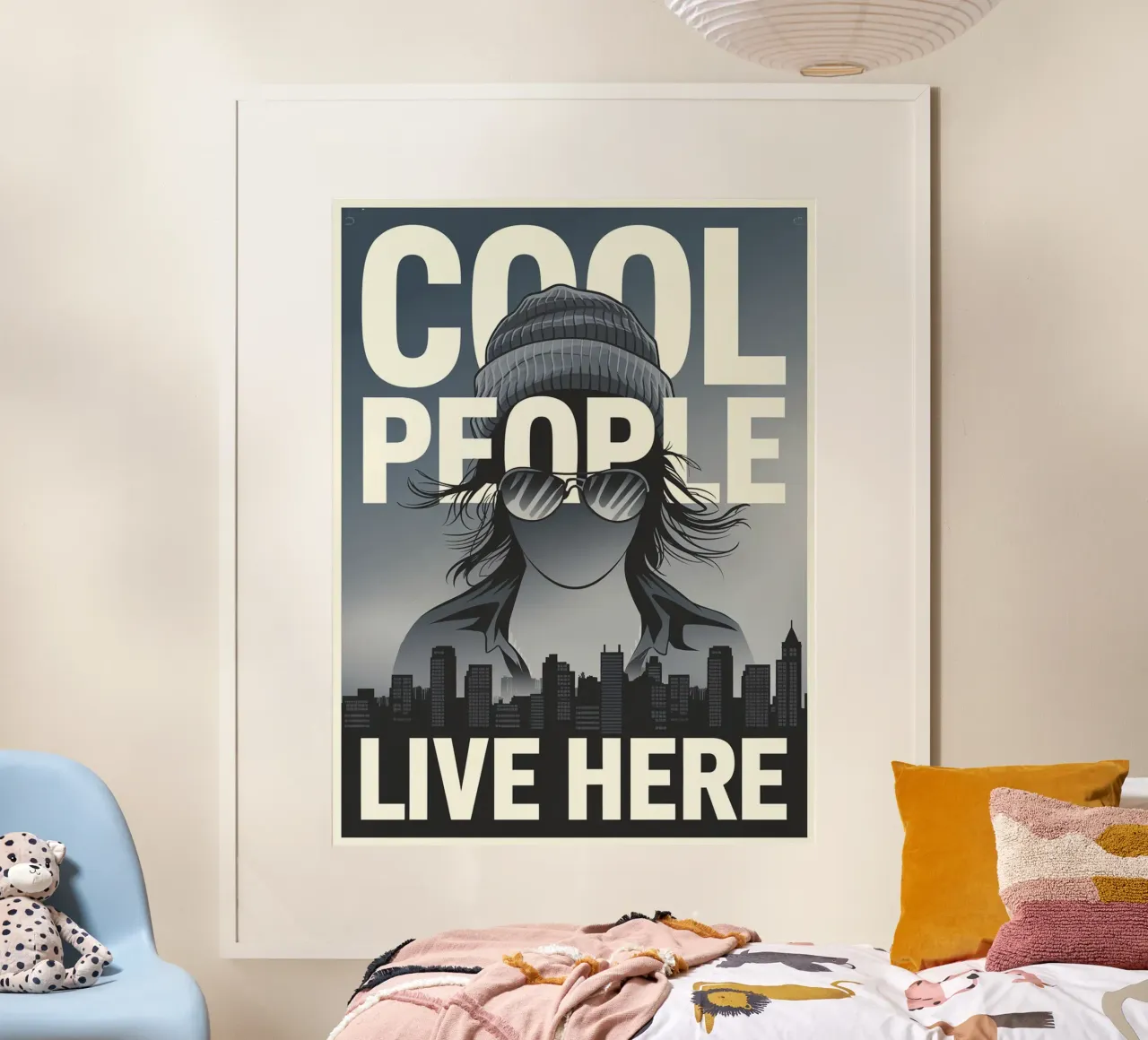 Qui vive gente in gamba poster con telaio in alluminio da Shark Printables