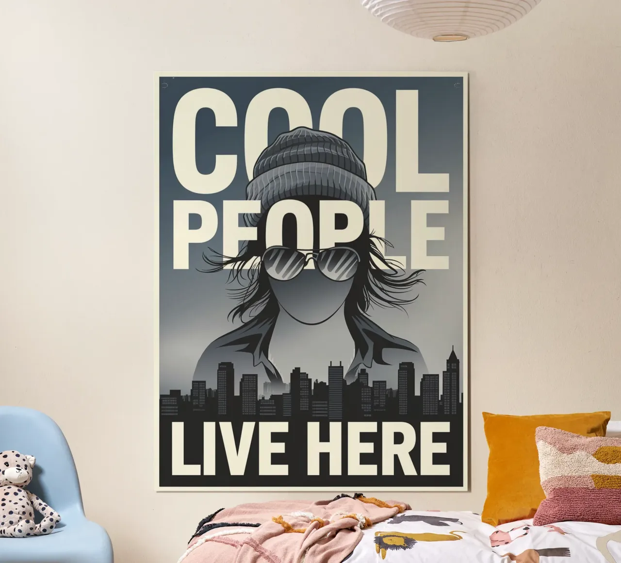 Qui vive gente in gamba poster con telaio in alluminio da Shark Printables