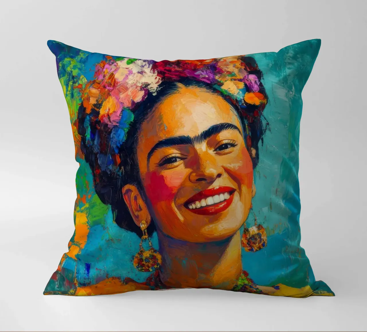 Frida Kahlo: una giornata di sole e di forza interiore cuscino da Fantasias Florales