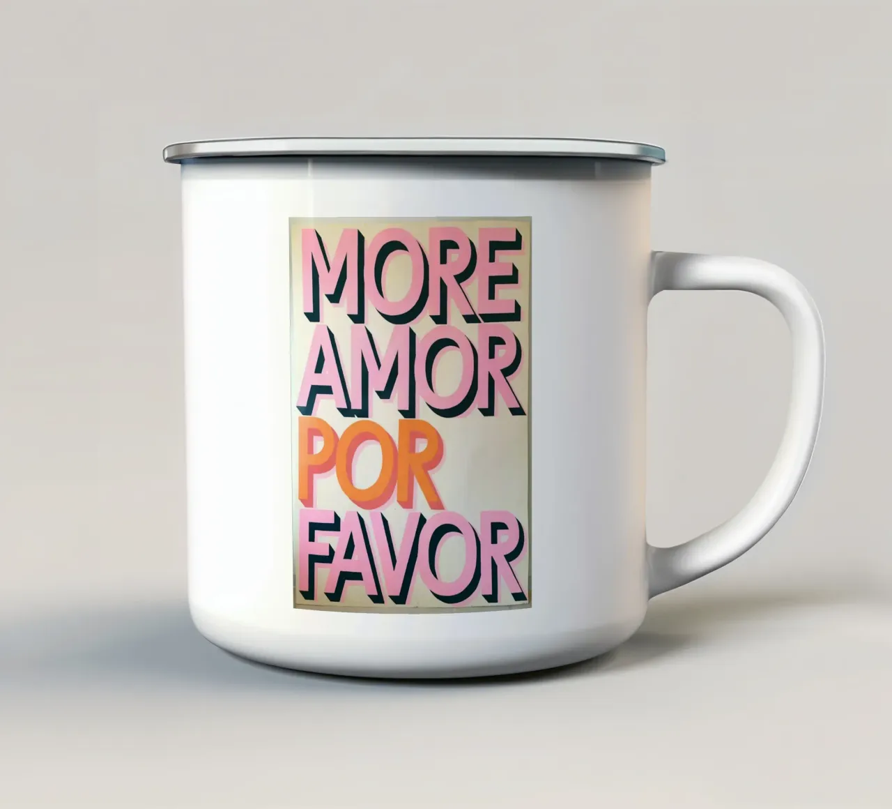More Amor Por Favor tazza in smalto da Shark Printables