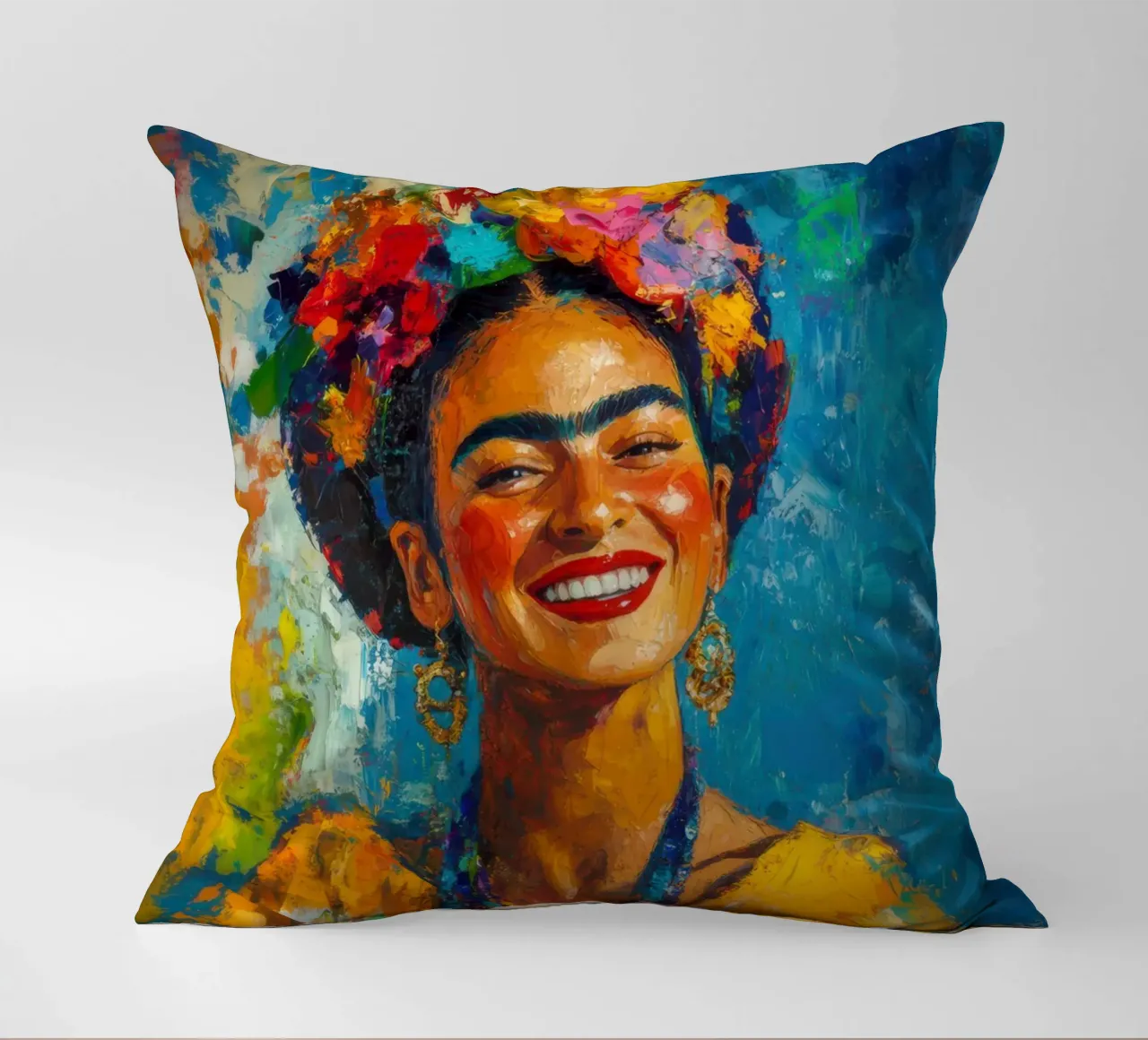 Frida Kahlo: una sinfonia di gioia di vivere e di accettazione cuscino da Fantasias Florales
